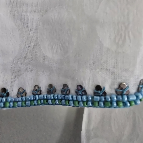 Bella Tu White Cotton Tunic with Exquisite Beadwork,  L - Picture 7 of 13